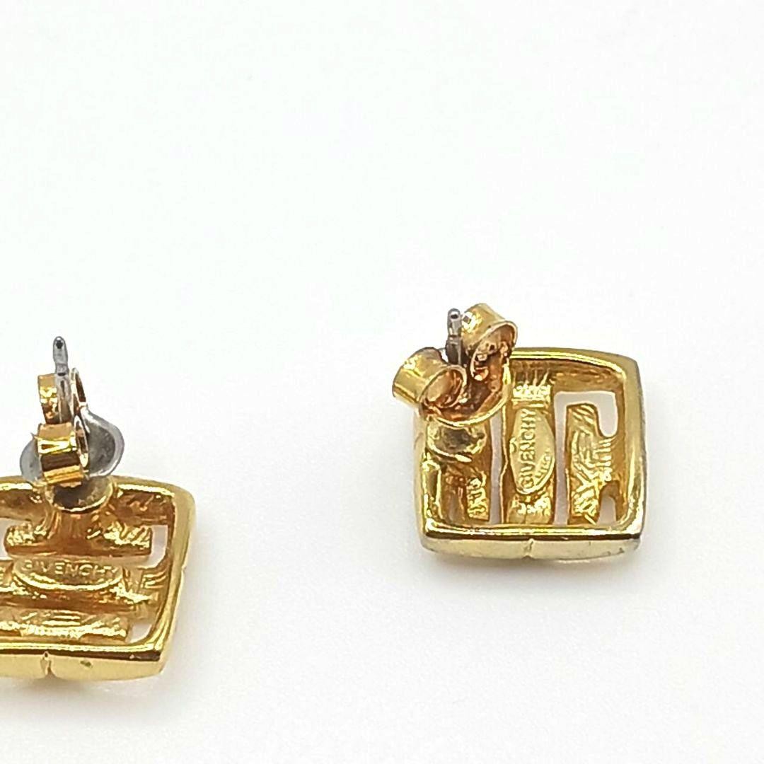 GIVENCHY 4G Logo Earrings Gold 1cm Vintage Japan Jewelry Accessory Goldtone thumbnail 4