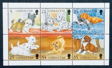 GIBRALTAR PUPPIES STAMPS MNH 1996 DOGS DALMATIAN SHIH TZU LABRADOR SPANIEL BOXER