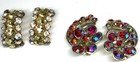Vintg 5 BSK Hollycrfaft Weiss Judy AB Multicolor Rhinestone Gold Silver Earrings — photo 6
