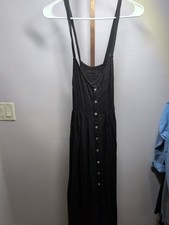 Free People Intimately Womens Boho Sleeveless Lace Hem Maxi Dress Size M Black