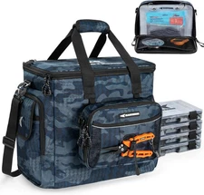 KastKing BaitSpace Fishing Tackle Bag With 4 Tackle Boxes and Removable Binder