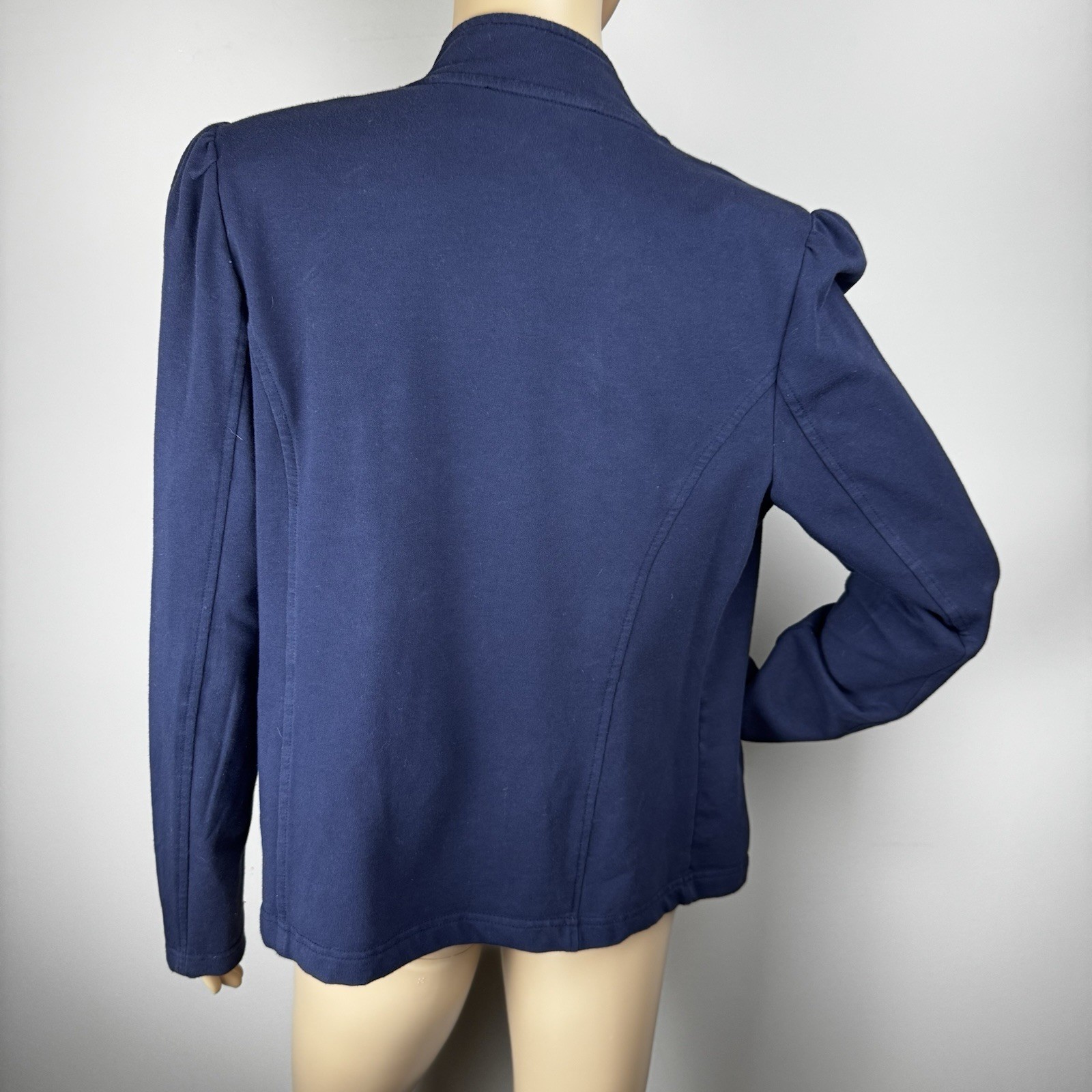 Tommy Hilfiger Sz M Navy Blue  Open Blazer Jacket Military Jersey Knit Blazer thumbnail 7