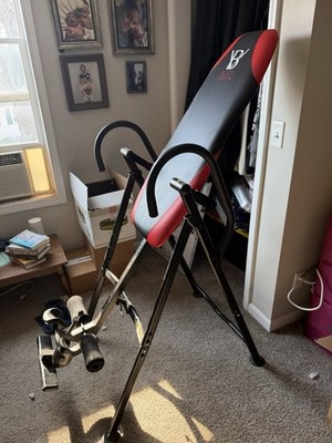 Body Vision Inversion Table Adjustable Height Padded Black Red Steel Foam