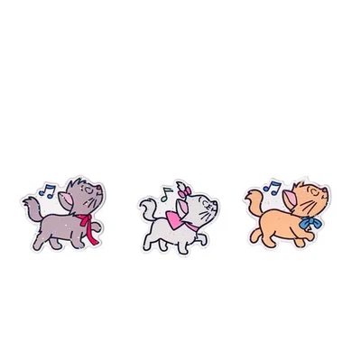 Aristocats Magnets Set Of 3, Marie Toulouse Berlioz, Cats Clear Glitter