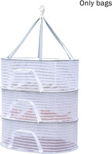 Herb Drying Rack, 3 Layer Foldable Hanging Mesh Net with Zipper, Outdoor Drying