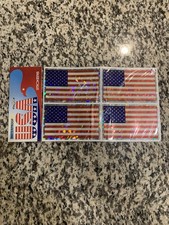 4 USA American Flag Reflective Waterproof Stickers. 3.5 X 5.5 Brand New