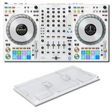 Pioneer DDJ-FLX10 4-Deck DJ Controller (White) with Decksaver DS-PC-DDJFLX10 Pol