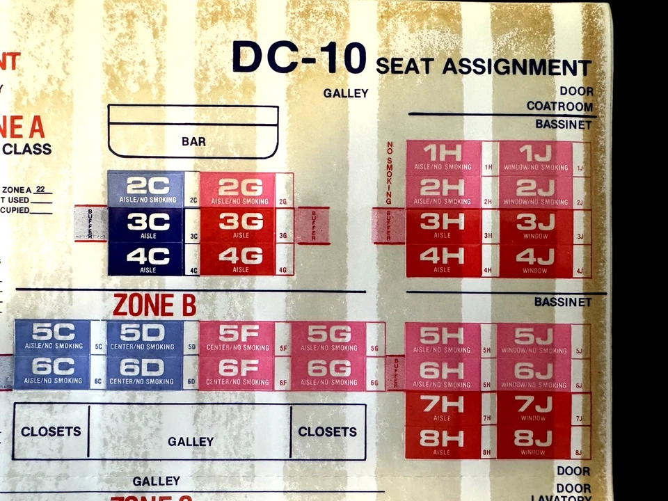 Vintage Northwest Orient Airlines DC-10 Pull Tab Seat Assignment Chart - Image 3 of 4