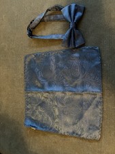 Blue Bow Tie and Pocket Square Set
