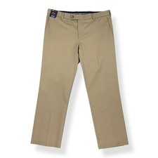 Roundtree  Yorke Pants Men 40x29 Beige Travel Smart Straight Non-Iron NWT