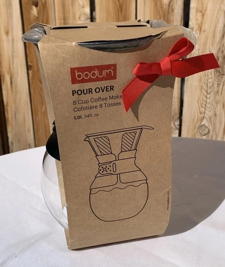 Bodum Glass Pour Over Coffee Maker with Reusable Coffee Filter 8 Cup 34oz 1L