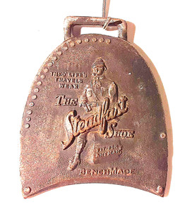 * GREAT * Antique Metal Adv. Watch Fob - Steadfast Shoes - HEEL - Lynchburg VA