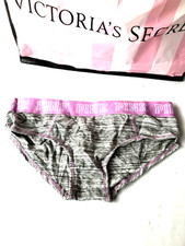 Victoria's Secret Pink Cotton Pink Logo Waistband Hipster Panty Gray Marl NWT