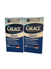 Two!! Pk Colace Regular Strength Stool Softener - 100 mg - 30 Capsules Exp. 2027