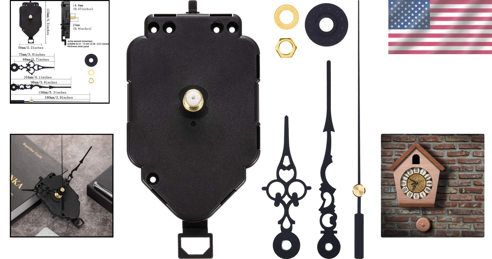 DIY Quartz Clock Movement Kit with Pendulum - Elegant Replacement Mechanism