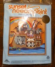 Vintage Sunset Needlepoint "Noah and Friends" Kit 20" x 20" Printed 100 Wool