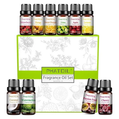 10Pcs Fruity Fragrance Oil Gift Set 10ML for Diffuser,DIY Candle & Soap Making