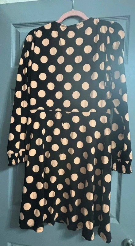 Dorothy Perkins Black & Beige Polka Dot Mini Dress - NWT - Size 14 image 2