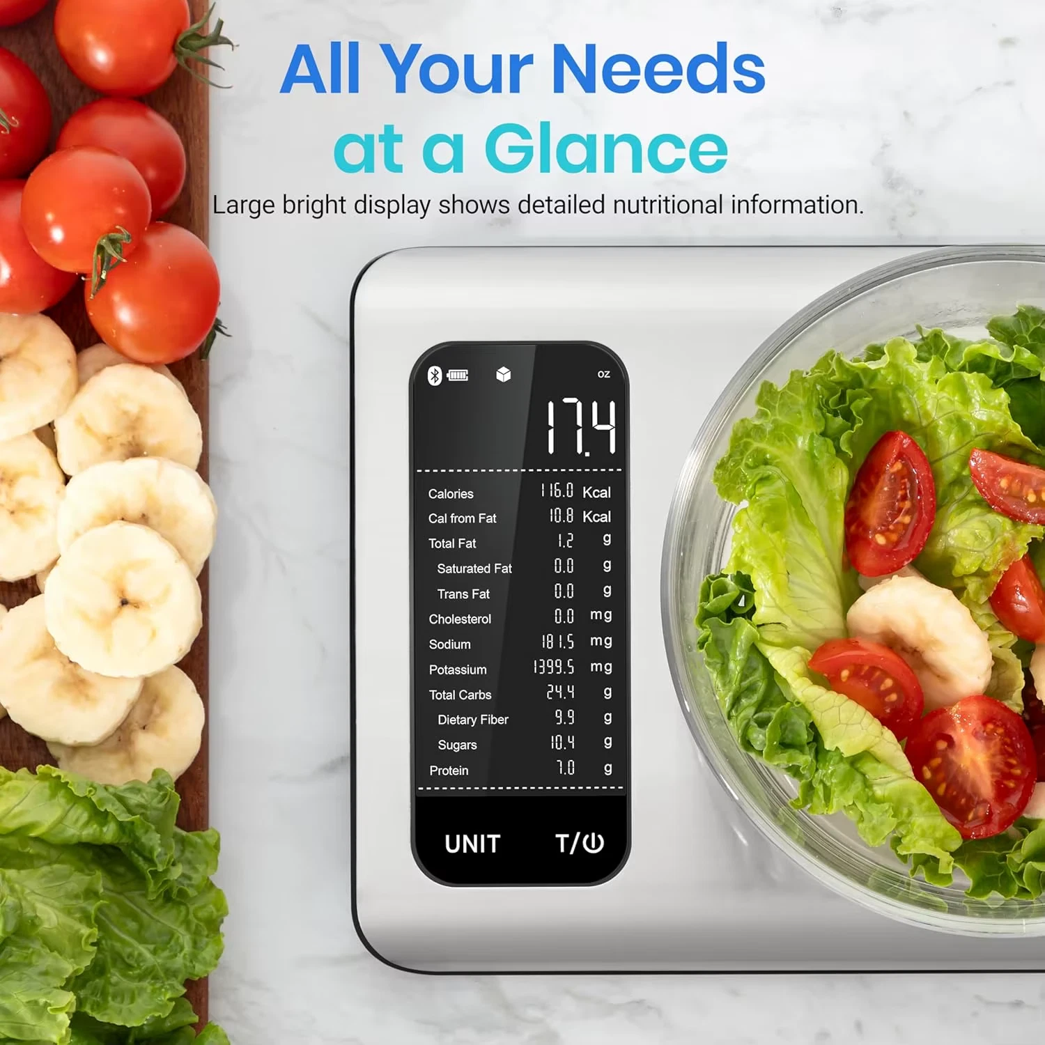 Smart Digital Kitchen Scale - Bluetooth Nutrition App Macro Calorie Food Tracker
Opens in a new wind