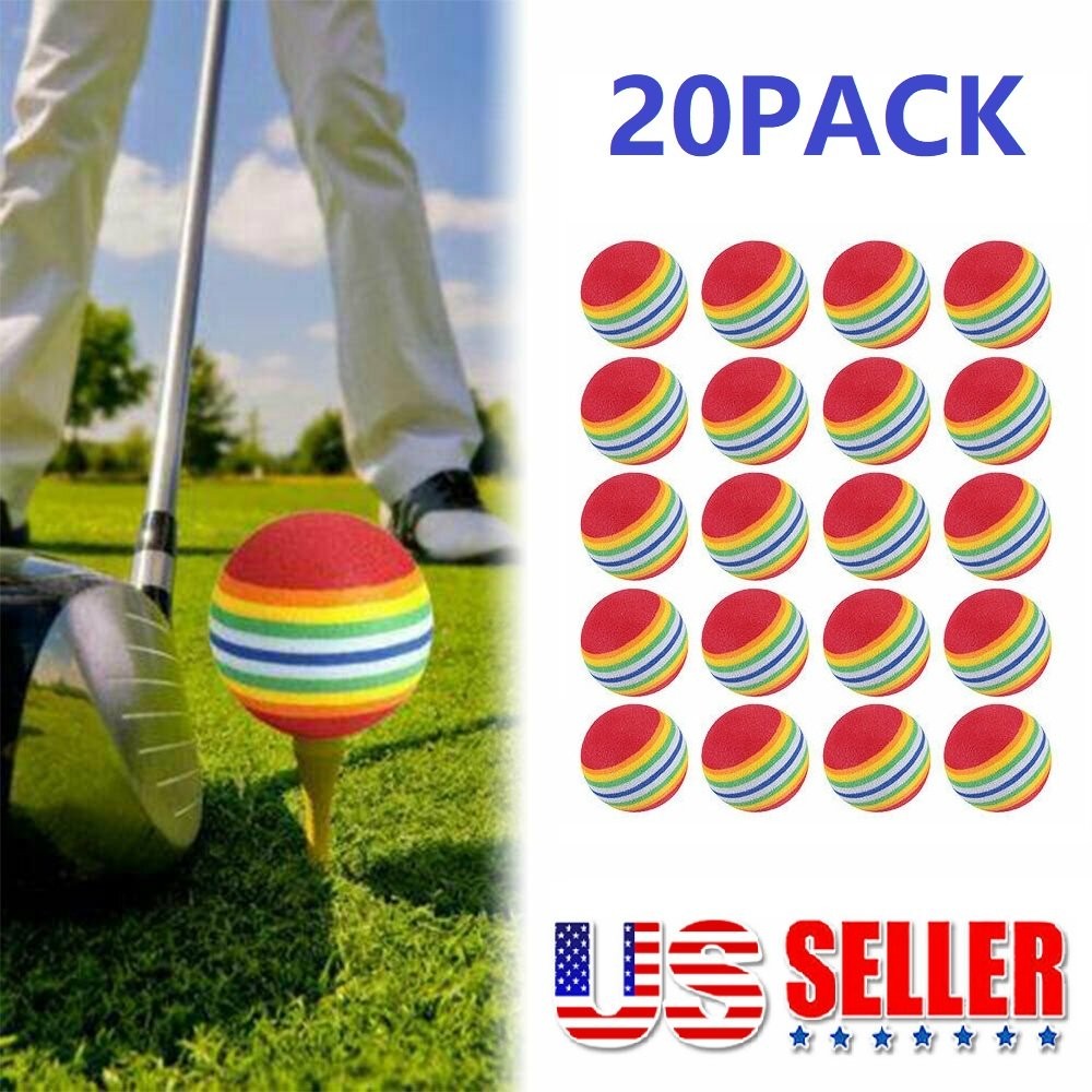 30Pcs Foam Sponge Training Golf Balls Elastic Soft Indoor Practice Rainbow Color