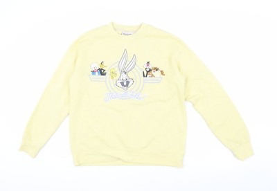 Unisex Erwachsene UK XS Regular Looney Tunes Gelb Pullover Sweatshirt