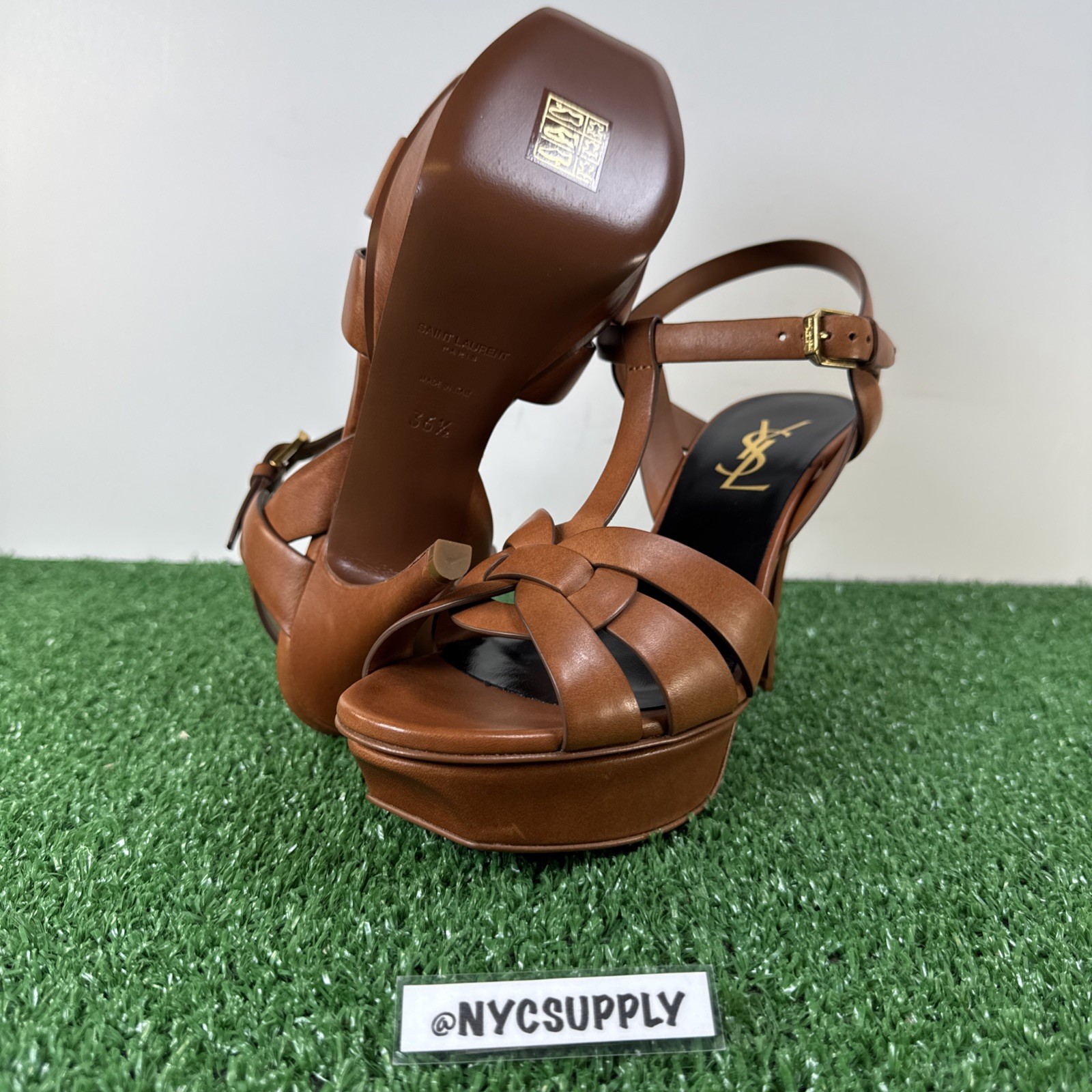 Yves Saint Laurent Tribute Platform Sandalo Ambra 315487BDA002206 Taglia 36 5