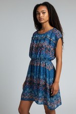 Mossimo Supply Co. Blue Floral Ruffle-Detail Mini Dress