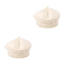 Beige Knitted Beret Hat for Kids Stylish and Warm Casual Hat for Outdoor Use