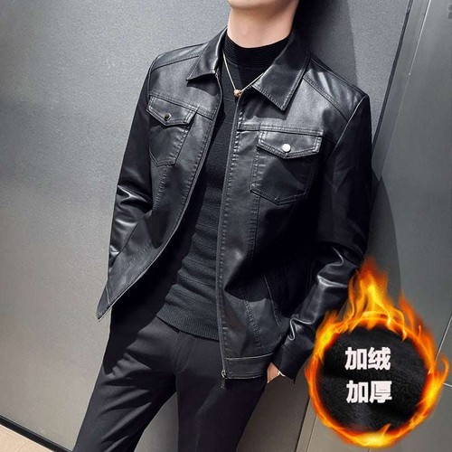 Neu Mode Männer Slim Fit Motorrad Lederjacken Mehrere Taschen Leger PU Lea - Bild 5 von 7