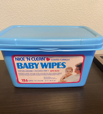 Vintage Plastic Baby Wipes Empty Container Blue 8.5"x4.5"x4.5" Hinged Top EUC