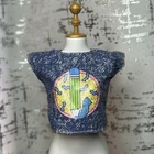 Vintage *Barbie* Clothes: 90's Acid Washed Style Shirt w/ Pencil, Read