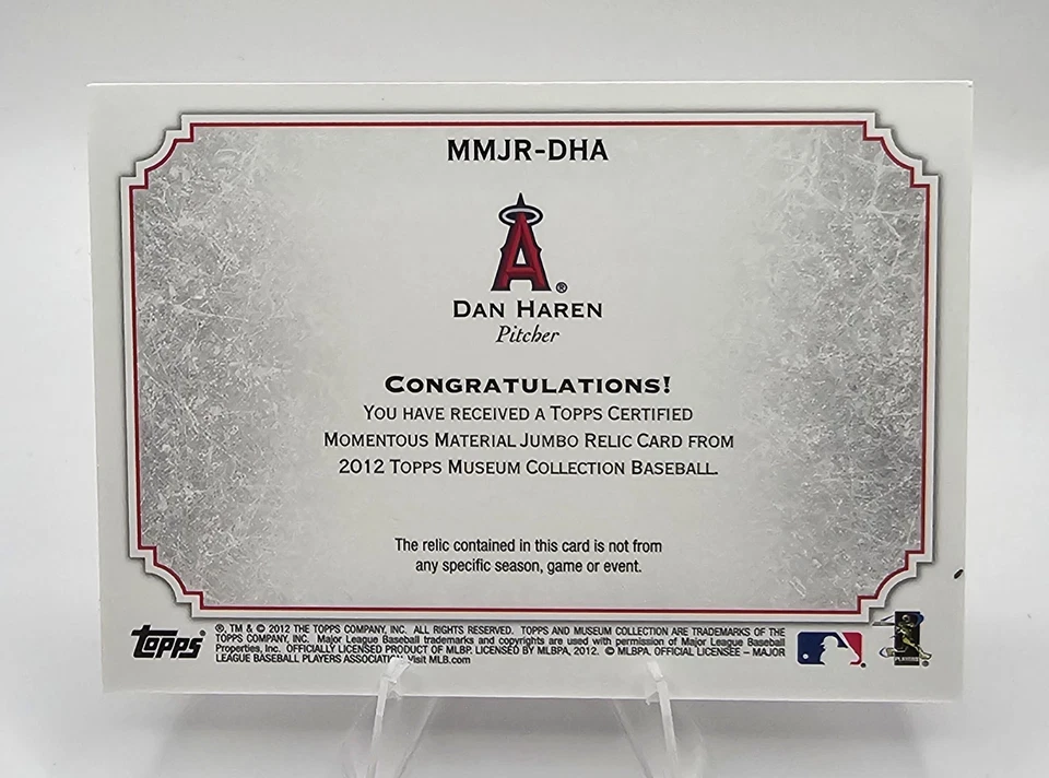 Colección Museo Topps 2012 Dan Haren material momentáneo reliquia enorme/50 ángeles Foto 2 de 2