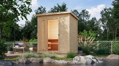 Saunahaus Gartensauna Außensauna HYTTI 1 natur 196x146cm +LAGERABVERKAUF+