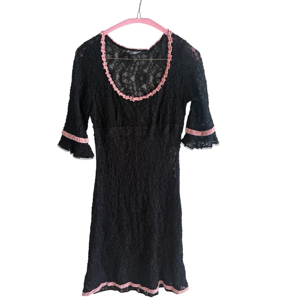 black dress puff sleeve Betsey Johnson Black Slip Gown – Item #1606