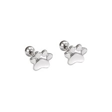 Cute Cat Paw Print Cartilage Sleeper Stud Earrings for Women Hypoallergenic 925