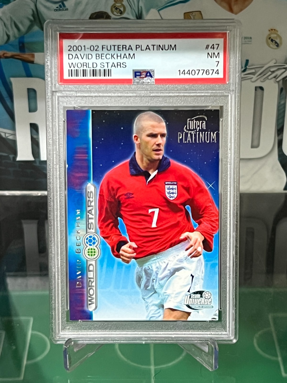 2 PSA David Beckham Card Lot 2001 Topps Premier Gold + 2001 Futera World Stars view 3
