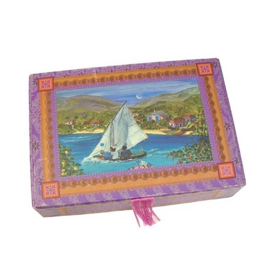 Tea of Life Sailboat Empty Keepsake Storage Box Organizer Case Mayfair Studio