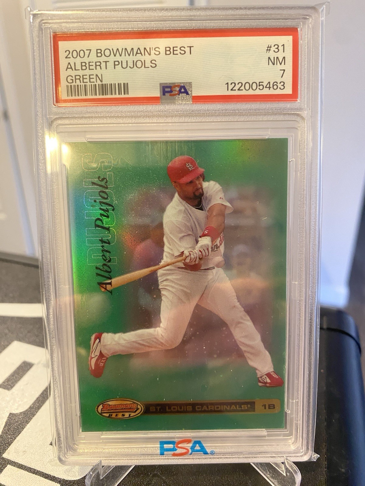 Bowman's Best 2007 Albert Pujols Green Parallel #31 PSA 7 Cardinals /249