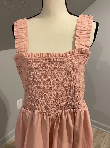 Abercrombie & Fitch Smocked Maxi Dress Size XXL Tall Pink Tiered Pockets - Picture 4 of 8