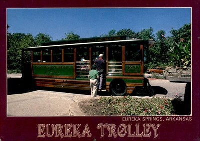 Eureka Springs Trolley Co, 1989 Sightseeing Trip Postcard