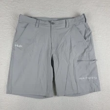 HUK Shorts Mens XL Gray 10" Inseam Casual Chino Performance Fishing