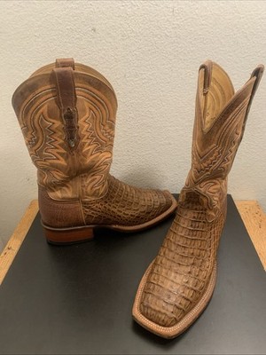 LUCCHESE 2000 BURNISHED COFFEE HORNBACK CAIMAN Square Toe Men Sz 7 D