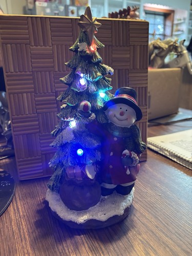 Ceramic Vtg Light Up Snowman AND Christmas Tree On/Off Switch 10" - Picture 3 of 7
