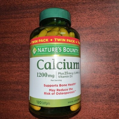 120 NATURE'S BOUNTY CALCIUM 1200mg +VITAMIN D3 SOFTGELS, BONE HEALTH, EXP: 10/27