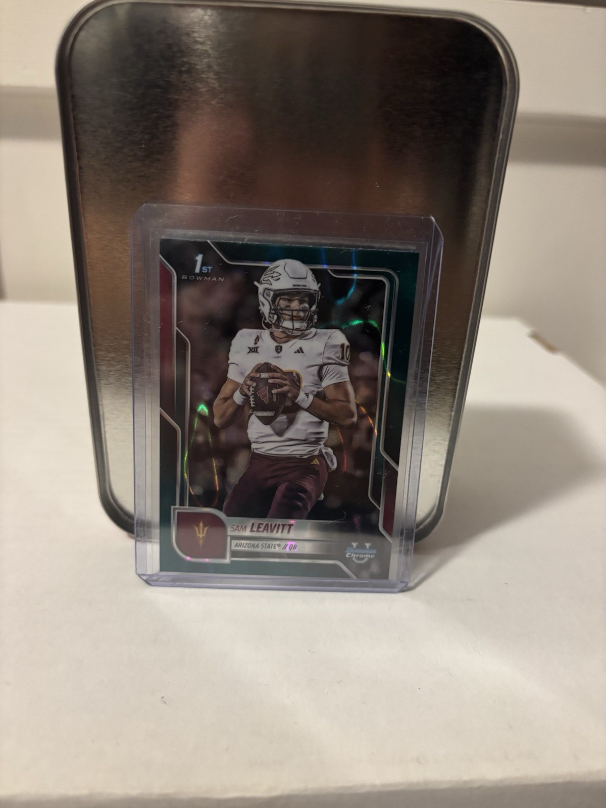 2025 Bowman University Chrome Sam Leavitt Teal Lava Refractor 1st Bowman #195