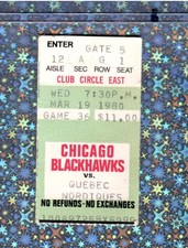 Tony Esposito Win #344 Ticket 3-19-1980 Nordiques Hawks Grant Mulvey 2G#96👀🔥