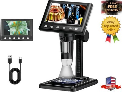 Digital Microscope with 4.3'' LCD Screen, 1000X USB Coin Magnifier, 1080P HD, 8 A