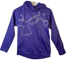 Under Armour Logo L/S Hoodie Loose Cold Gear Purple Girls Youth Large