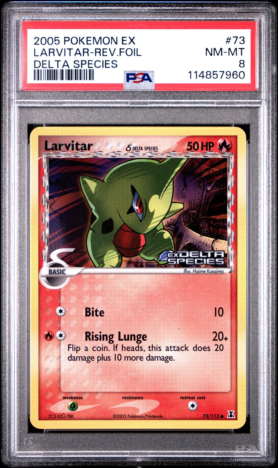 2005 POKEMON EX DELTA SPECIES LARVITAR #73 REVERSE FOIL PSA 8 NM #114857960