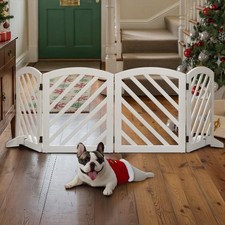 Solid Acacia Wood Dog Gate, Freestanding Dog Gates Indoor Extra Wide 81 in, F...